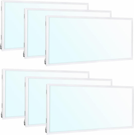 6 Pack 2X4 FT LED Flat Panel Troffer Light, 40/50/60W, CCT Selectable 4000K/5000K/6500K Drop Ceiling Office Lights, 115LM/W, 0-10V Dimmable Ultra Slim Recessed Back-Lit Fixture-0