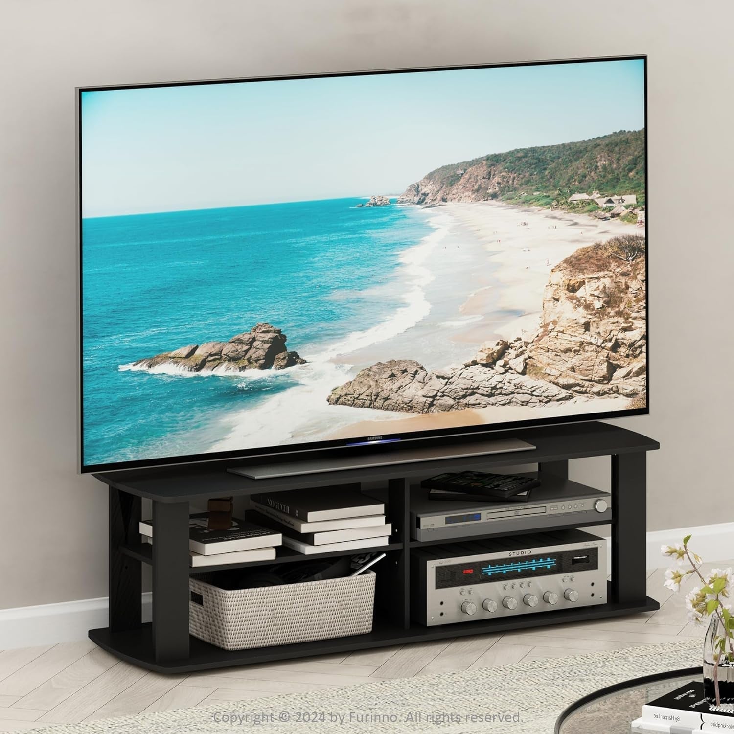 11191BK the Entertainment Center TV Stand, Black-2