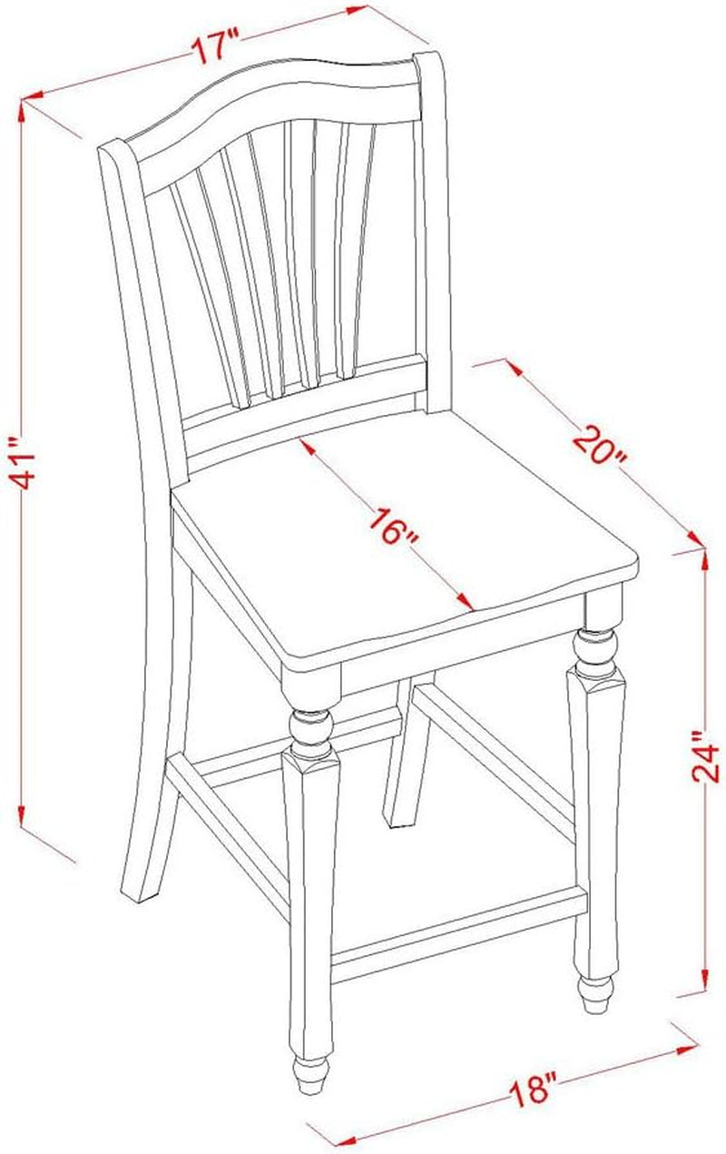 CHS-MAH-W Chelsea Counter Height Barstools - Slat Back Wooden Seat Chairs, Set of 2, Mahogany-2