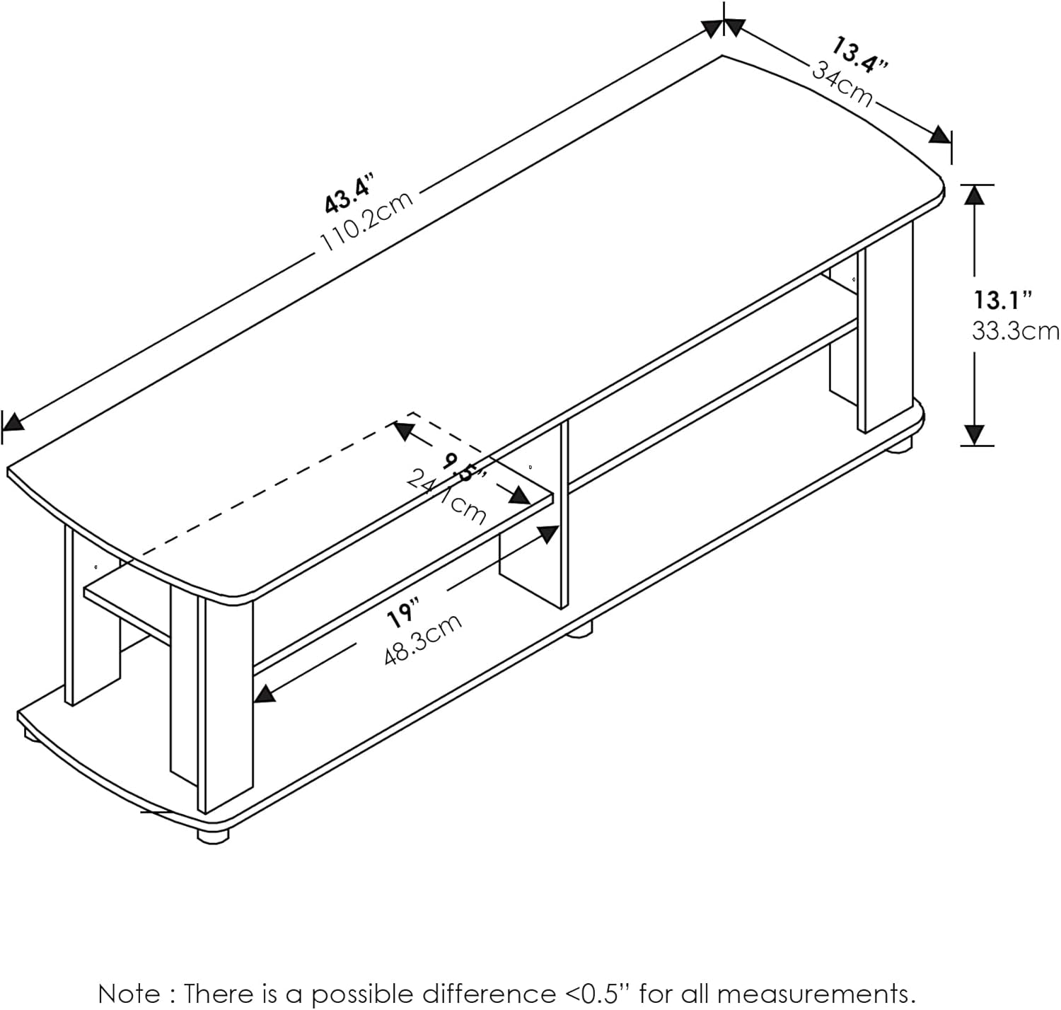 11191BK the Entertainment Center TV Stand, Black-1