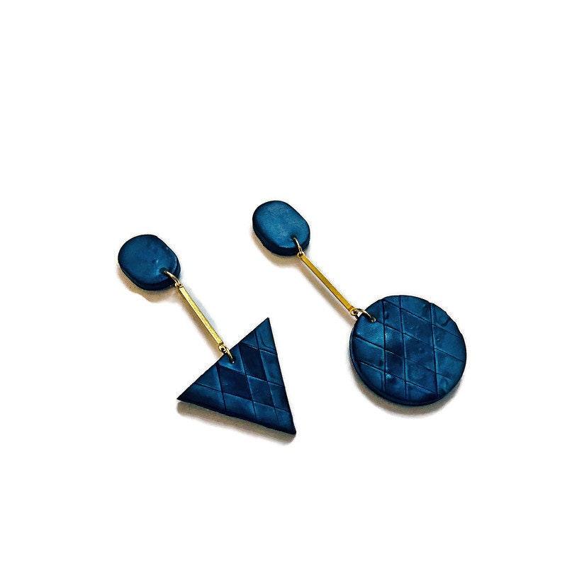 Long Asymmetric Clip On Earrings in Olive Green-4